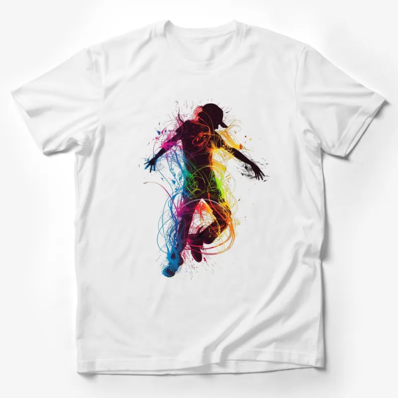 Colorful Abstract Dancer T-Shirt, Vibrant Artistic Dance Shirt, Unisex Modern Graphic Tee, Unique Movement and Music Lover Gift Male T-Shirt