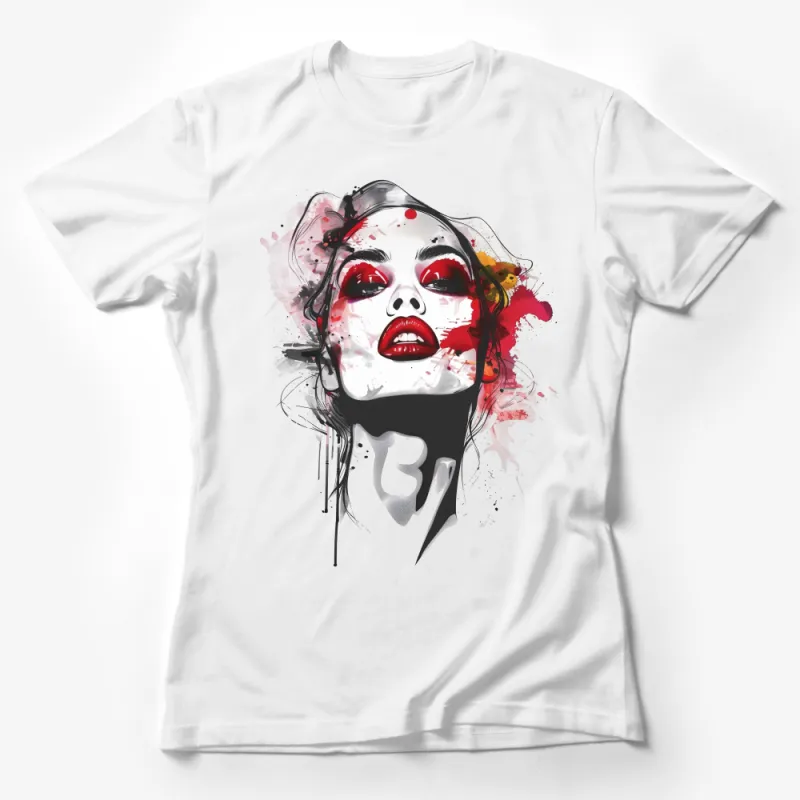 Abstract Woman Portrait T-Shirt, Artistic Watercolor Face Print, Trendy Graphic Tee, Fashionable Urban Streetwear, Unique Gift Idea Female T-Shirt