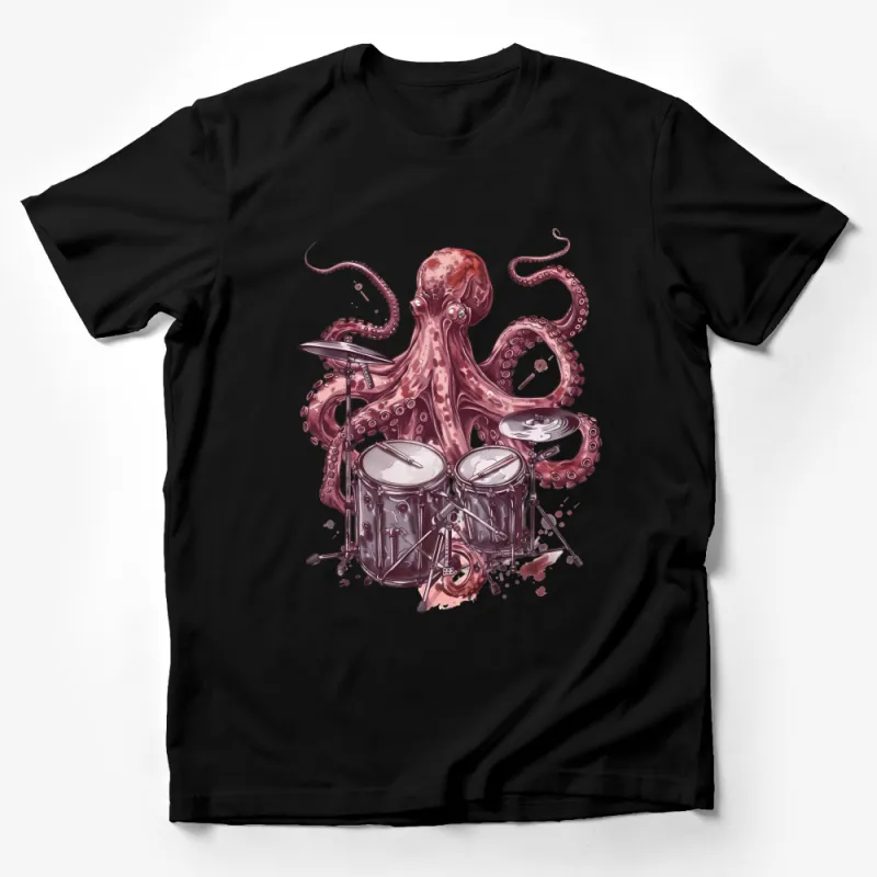 Octopus Drummer T-Shirt, Unique Musician Gift, Unisex Drumming Tee, Cool Band Shirt, Artist Designed Octopus Apparel, Music Themed Top Male T-Shirt