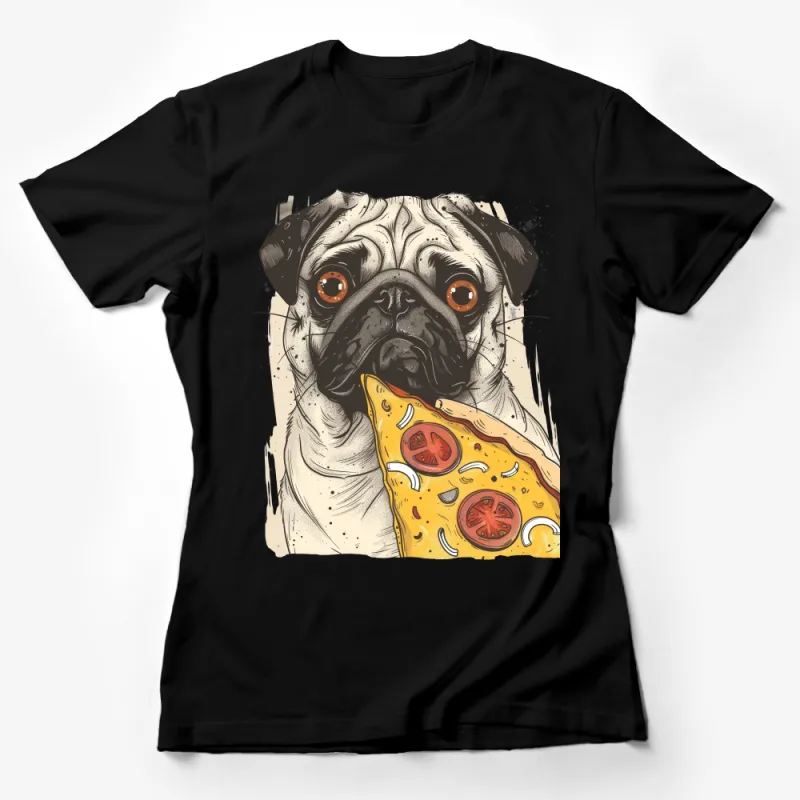 Funny Pug Dog Pizza Lover T-Shirt, Cute Pug Graphic Tee, Dog Pizza Party Shirt, Unisex Pug Gift, Animal Humor Casual Wear Female T-Shirt