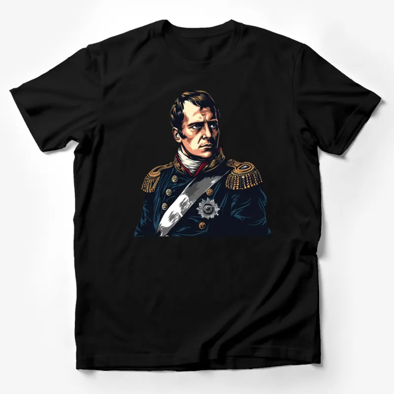 Vintage Military Commander Graphic Tee, Classic Army Officer Illustration, Patriotic Historic Figure T-Shirt, Unisex Apparel Male T-Shirt