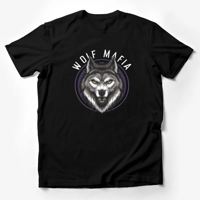 Wolf Mafia Graphic T-Shirt, Men's Cool Wolf Face Tee, Urban Animal Print Shirt, Street Style, Unique Design Top, Gift for Him Male T-Shirt