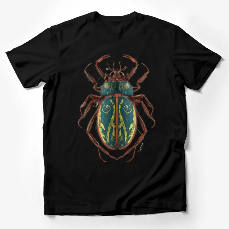 Unique Beetle Illustration T-Shirt, Unisex Entomology Art Tee, Nature Inspired Bug Design, Graphic Tee for Insect Lovers Male T-Shirt