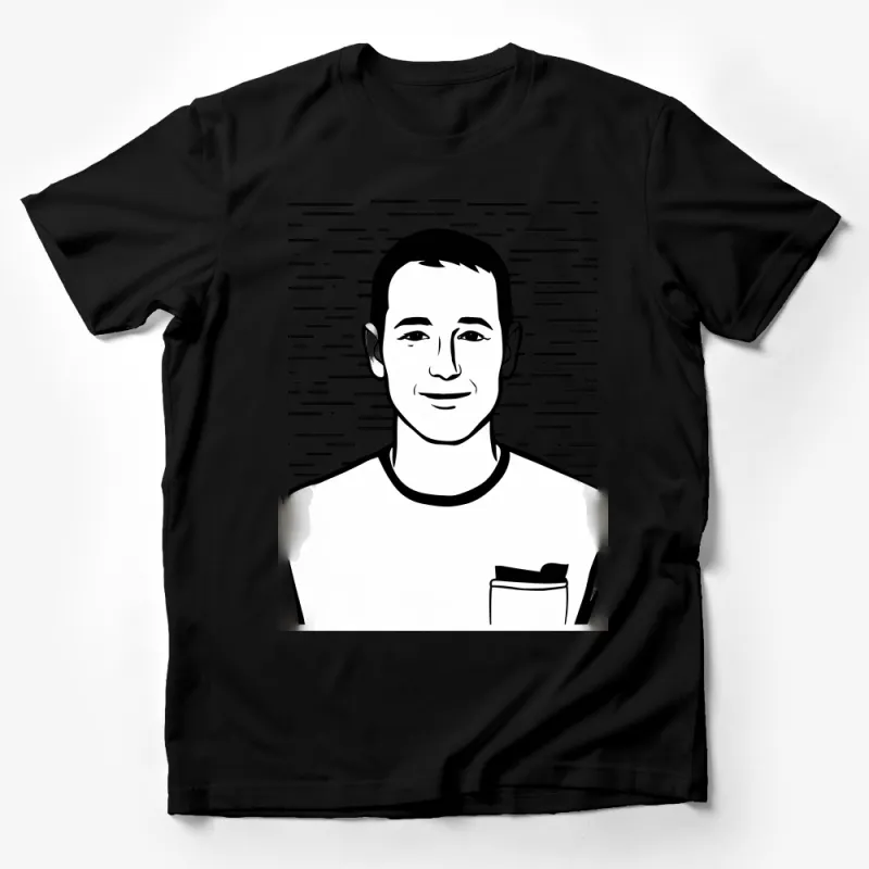 Minimalist Black and White Portrait Graphic Tee, Casual Unisex T-Shirt, Modern Artistic Face Design, Everyday Comfort Fit Top Male T-Shirt