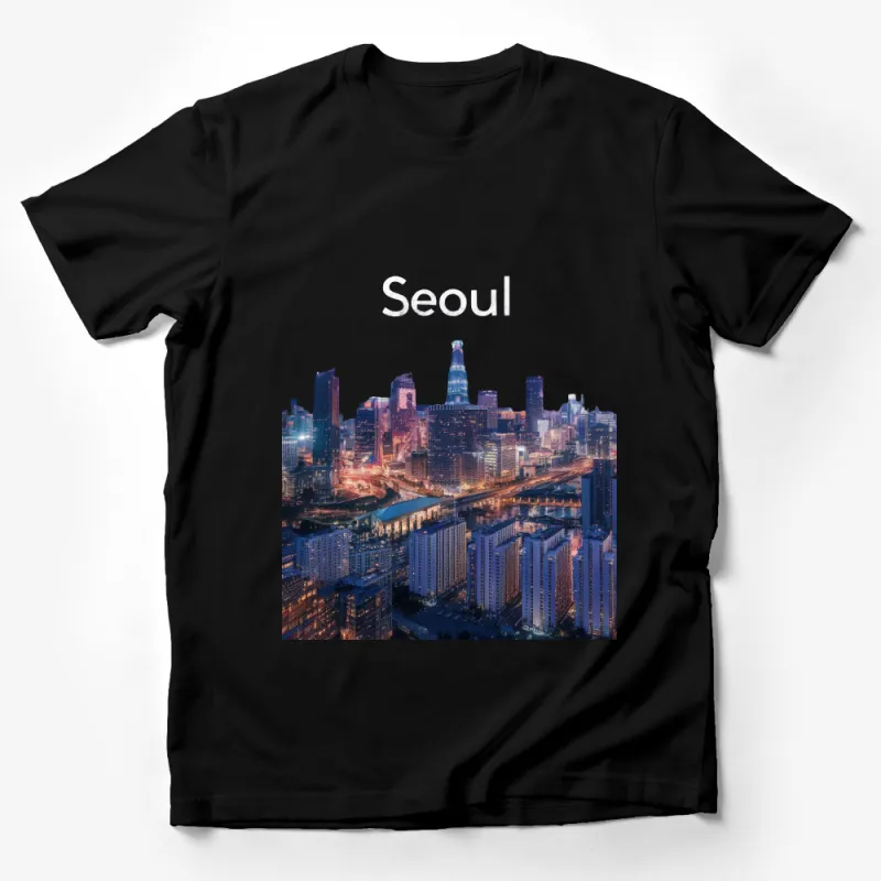 Seoul Skyline T-Shirt, Urban Cityscape Tee, South Korea Travel Fashion, Unisex Graphic Shirt, Unique Seoul Souvenir, Modern City Art Top Male T-Shirt