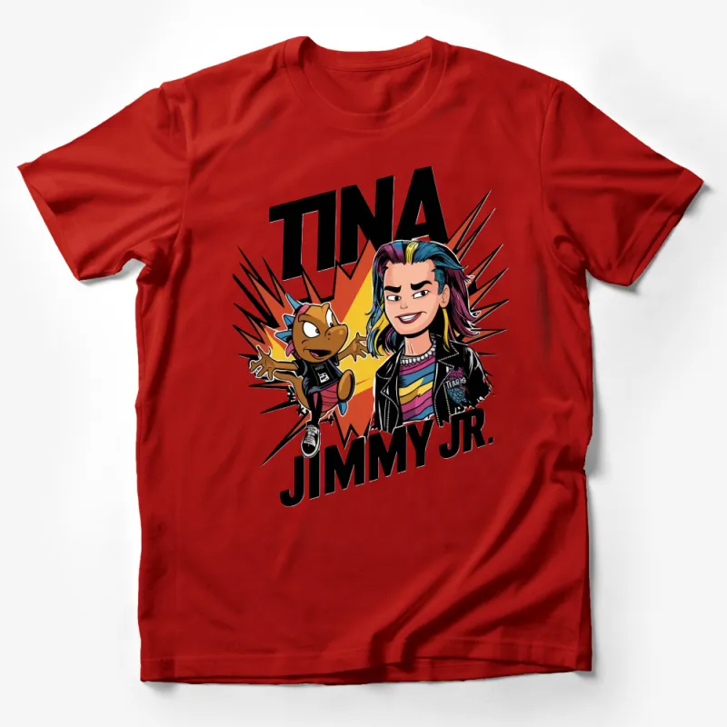 Cool Tina and Jimmy Jr. Graphic Tee, Unisex Cartoon Character Shirt, Fun Casual Apparel Male T-Shirt