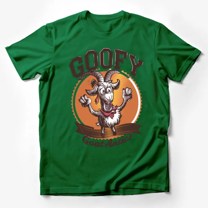 Fun Goofy Goat Antics Cartoon T-Shirt, Vintage Style Graphic Tee, Animal Humor Casual Wear Male T-Shirt