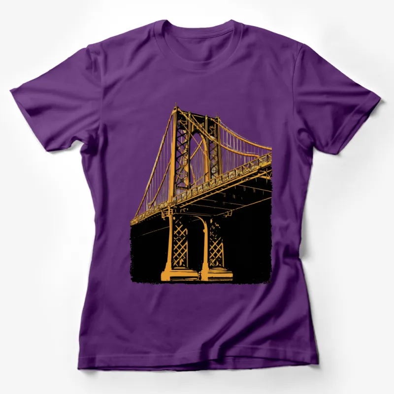 Vintage Bridge Graphic Tee, Unisex T-Shirt, Cityscape Landmark Illustration, Casual Streetwear, Unique Urban Art Clothing Female T-Shirt