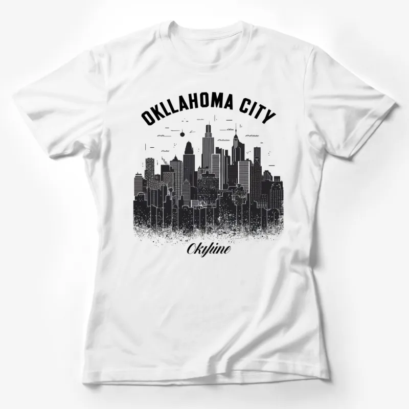 Oklahoma City Skyline T-Shirt, Black and White OKC Tee, Urban Chic Graphic Shirt, Travel Souvenir, Unisex Apparel Female T-Shirt