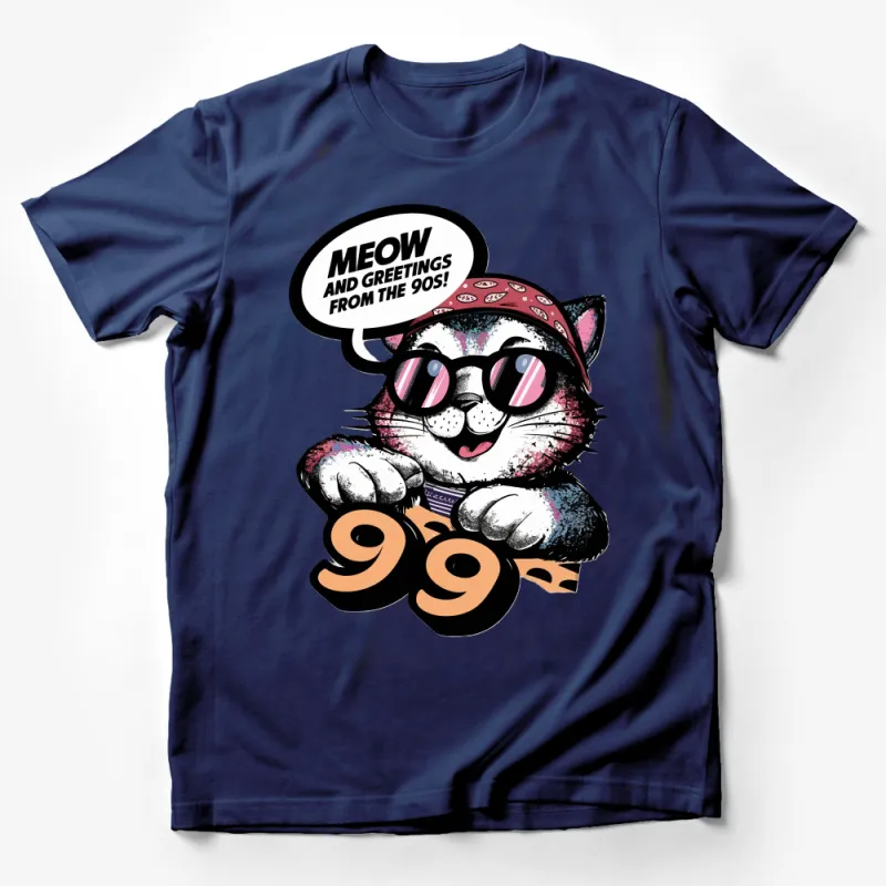 Retro 90s Cat T-Shirt, Hipster Cool Cat with Sunglasses, Vintage Feline Lover Gift, Casual Animal Graphic Tee, Unisex Male T-Shirt