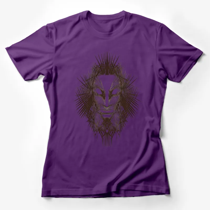 Abstract Lion Face T-Shirt, Geometric Animal Print, Unisex Graphic Tee, Artistic Lion Design, Casual Streetwear Fashion, Trendy Top Female T-Shirt