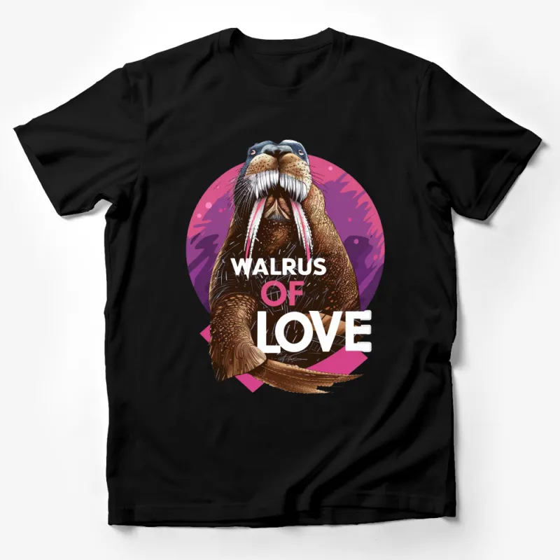 Walrus of Love Graphic Tee, Unique Animal Lover T-Shirt, Illustrated Walrus Print Top, Unisex Casual Shirt Male T-Shirt