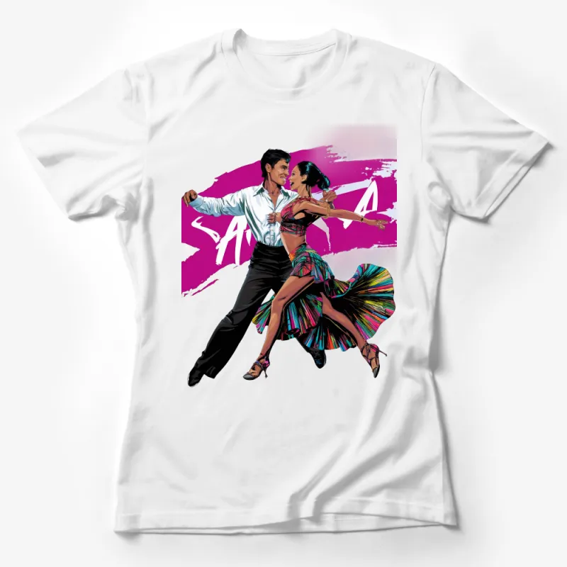 Salsa Dance Passion T-Shirt, Vibrant Dancer Couple Graphic Tee, Latin Dance Lovers Gift, Unisex Dance Apparel, Summer Festival Top Female T-Shirt