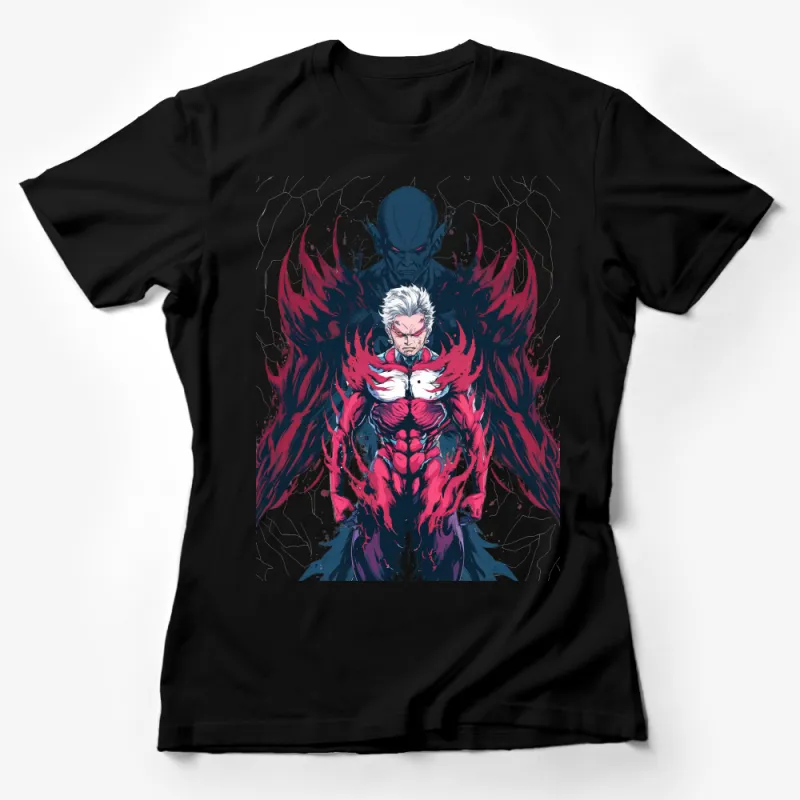 Men's Graphic Tee, Red and Black Anime Inspired Shirt, Cool Superhero Design, Casual Streetwear, Unique Illustration, Full Print T-Shirt Female T-Shirt