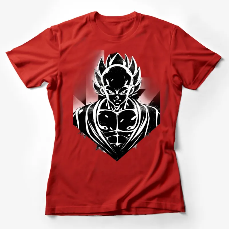 Anime-Inspired Super Saiyan Graphic T-Shirt, Black and White Manga Tee, Unisex Anime Character Shirt, Cool Bold Anime Fan Apparel Female T-Shirt