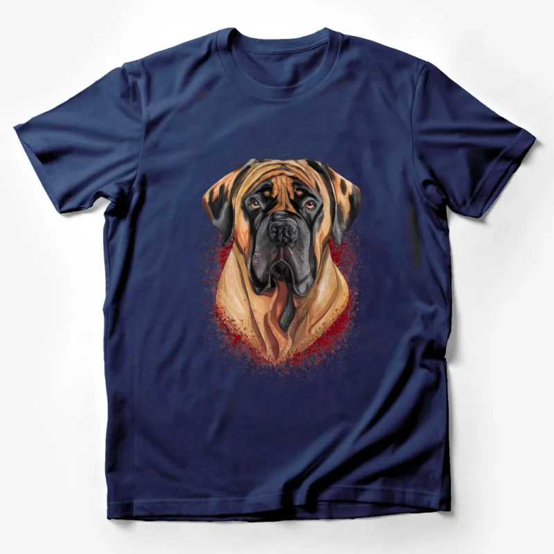 Mastiff Dog T-Shirt, Unique Pet Portrait Tee, Animal Lover Gift, Dog Owner Apparel, Unisex Graphic Tee, Large Breed Dog Shirt Design Male T-Shirt