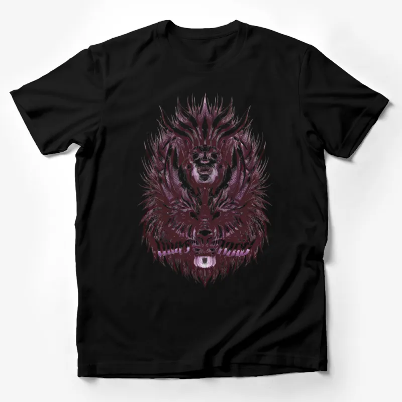 Men's Mystic Lion Graphic Tee, Fantasy Lion King Art, Urban Streetwear T-Shirt, Unique Illustration Design Shirt, Cool Wildlife Top Male T-Shirt