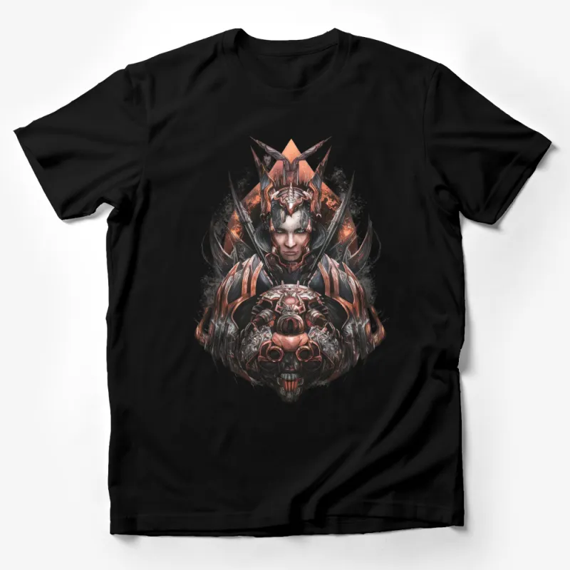 Fantasy Warrior T-Shirt, Women's Fierce Armor Illustration Tee, Unique Graphic Art Shirt, Stylish Warrior Clothing, Gift for Gamers Male T-Shirt