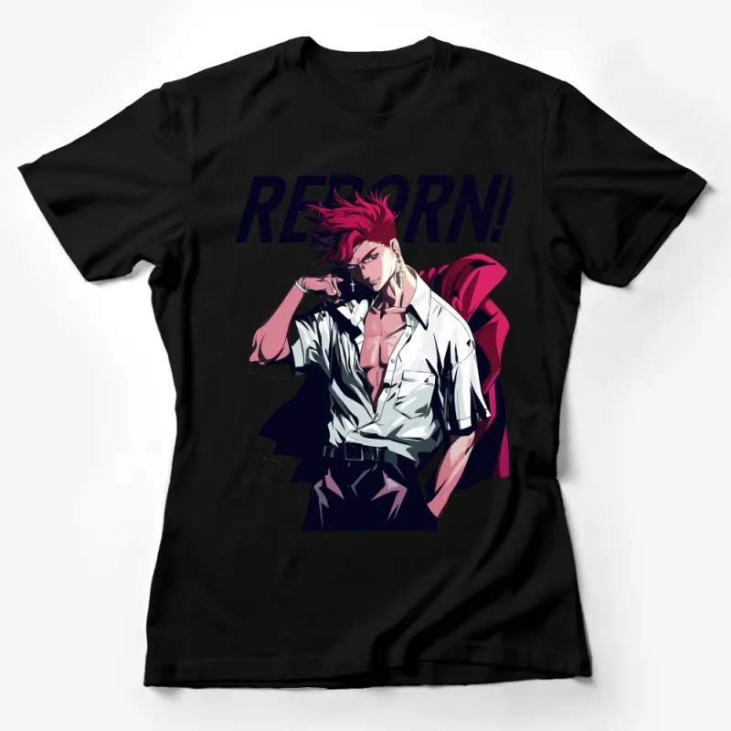 Anime Style Reborn Red Haired Character T-Shirt, Cool Manga Graphic Tee, Casual Streetwear, Fashionable Unisex Shirt Female T-Shirt