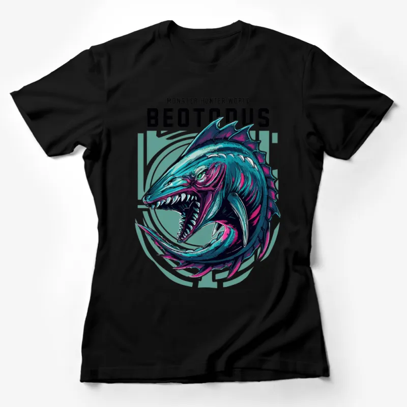 Monster Hunter World Beotodus T-Shirt, Gaming Graphic Tee, Fan Art Unisex Shirt, Bold Monster Print Casual Wear Female T-Shirt