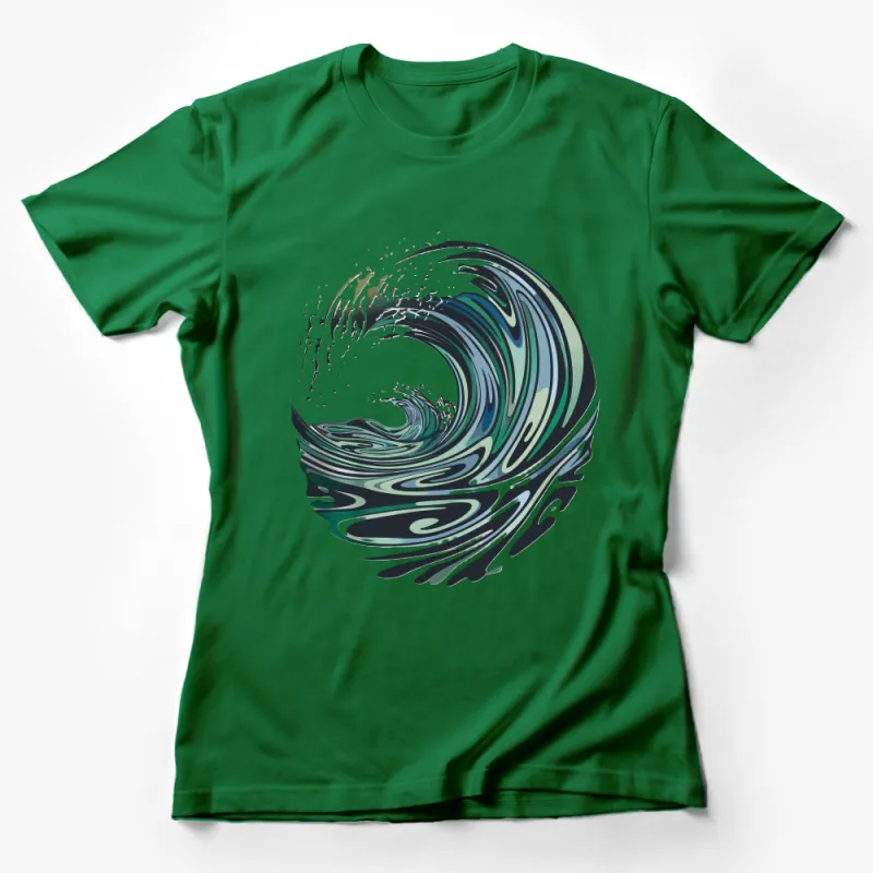 Abstract Ocean Wave T-Shirt, Artistic Sea Swirl Graphic Tee, Unisex Beach Style Top, Casual Summer Fashion Shirt Female T-Shirt