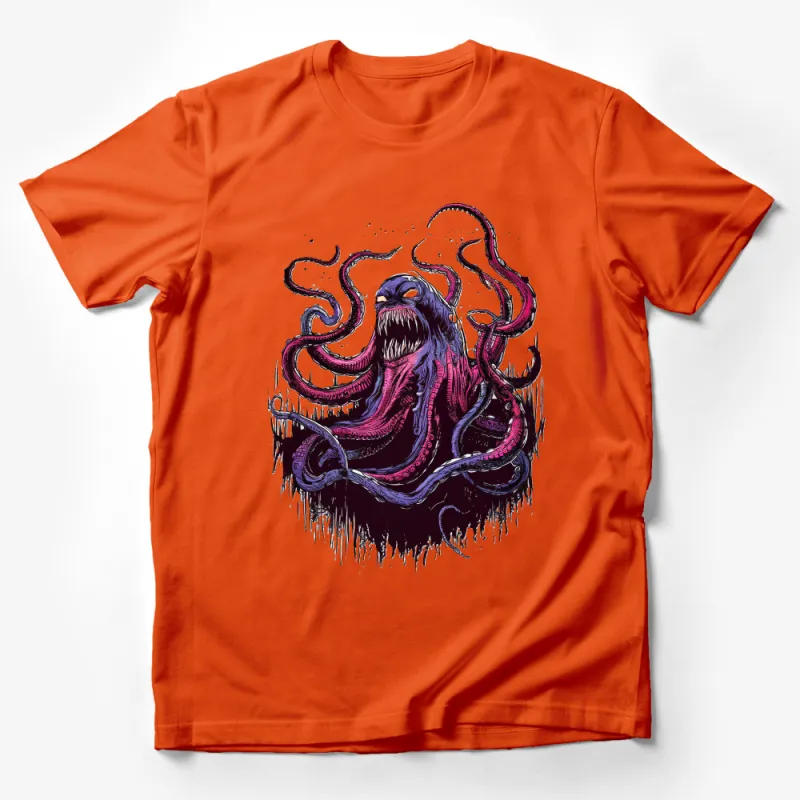 Men's Octopus T-Shirt, Artistic Cephalopod Graphic Tee, Purple and Black Ink Design, Casual Streetwear, Ocean Creature Illustration Shirt Male T-Shirt