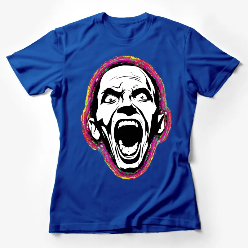 Angry Face Graphic Tee, Color Splash Art T-Shirt, Men's Women's Urban Streetwear, Unique Expression Design, Vibrant Casual Top Female T-Shirt