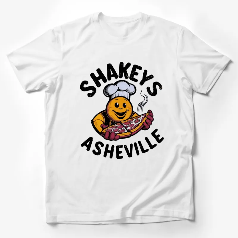 Funny Chef Pizza T-Shirt, Shakey's Asheville Parody Tee, Graphic Food Lover Shirt, Unisex Casual Apparel, Novelty Gift Male T-Shirt