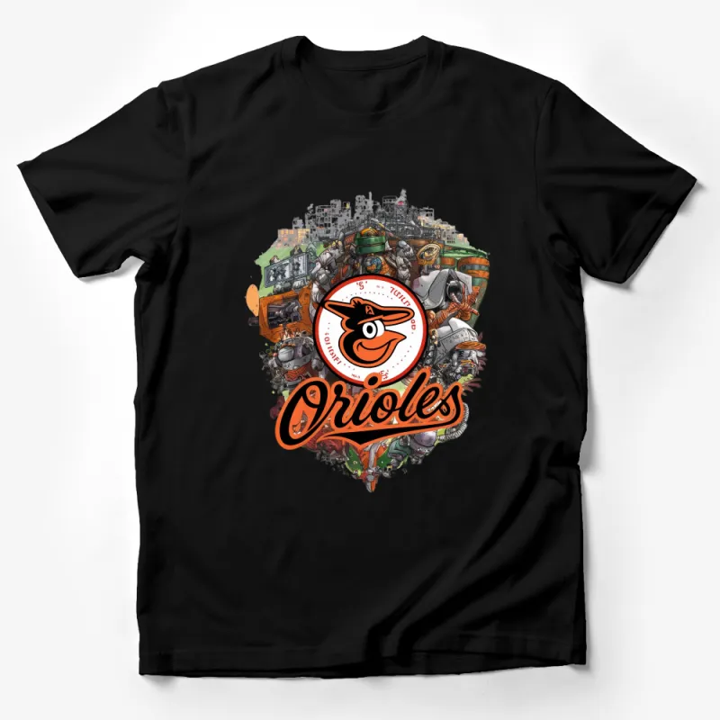 Unique City-Themed Baseball Graphic Tee, Vibrant Illustration Art T-Shirt, Casual Sports Fan Apparel Male T-Shirt