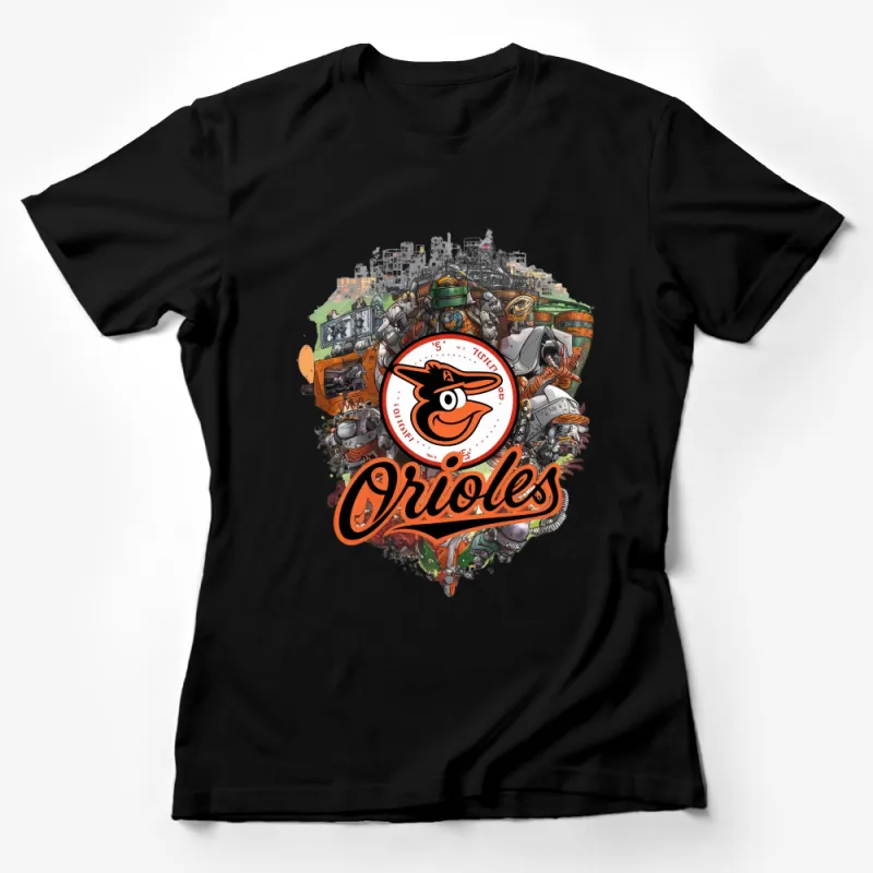 Unique City-Themed Baseball Graphic Tee, Vibrant Illustration Art T-Shirt, Casual Sports Fan Apparel Female T-Shirt