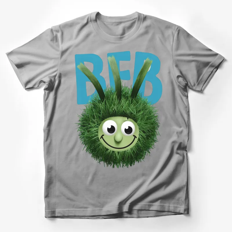 Unique Green Monster Graphic Tee, Funny Face Grassy Creature, Casual Unisex T-Shirt, Cool Whimsical Apparel, Gift for All Ages Male T-Shirt