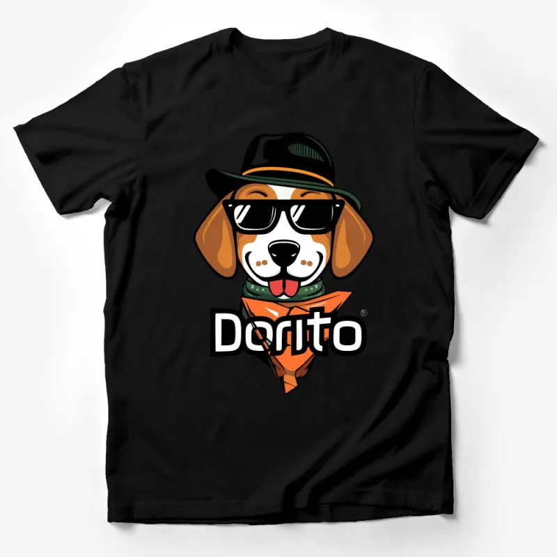 Cool Dog with Hat and Sunglasses Graphic Tee, Casual Streetwear T-Shirt, Hipster Pup Design Shirt, Unisex Fashion Male T-Shirt