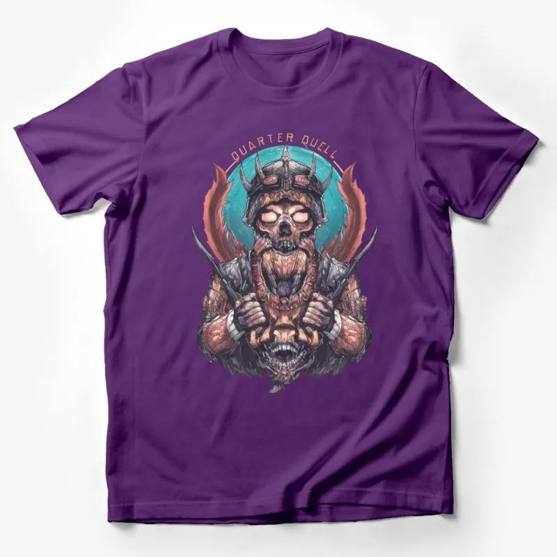 Viking Skull Graphic T-Shirt, Norse Warrior Tee, Medieval Fantasy Art, Quarter Quell Illustration Shirt, Unique Design Unisex Apparel Male T-Shirt