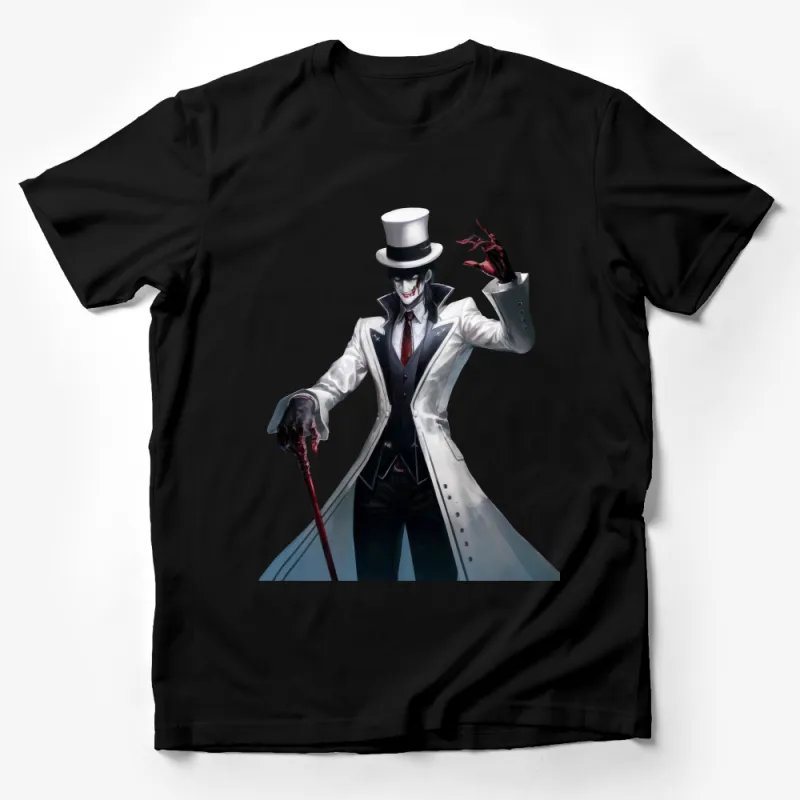 Vampire Magician T-Shirt, Gothic Horror Character, Elegant Vampire in White Suit, Dark Fantasy Art Tee, Unique Halloween Costume Idea Male T-Shirt