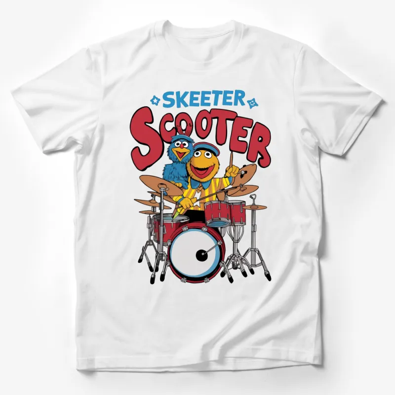 Cartoon Drummer Duo T-Shirt, Colorful Band Characters Tee, Musician Skeeter and Scooter Shirt, Unisex Graphic Tee, Gift for Music Lovers Male T-Shirt