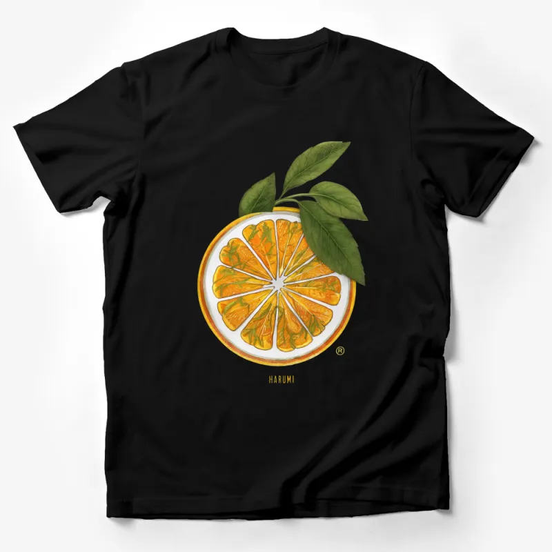 Citrus Orange Slice Graphic Tee, Summer Fruit Art T-Shirt, Botanical Illustration Cotton Shirt, Unisex Casual Wear Male T-Shirt