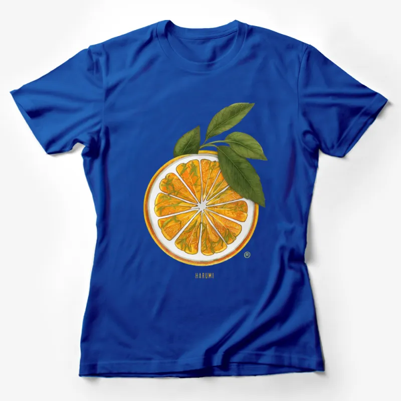 Citrus Orange Slice Graphic Tee, Summer Fruit Art T-Shirt, Botanical Illustration Cotton Shirt, Unisex Casual Wear Female T-Shirt