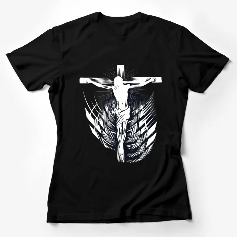 Unisex Graphic Tee with Abstract Jesus Design, Modern Christian Art T-Shirt, Spiritual Clothing, Black and White Tee, Unique Faith Shirt Female T-Shirt