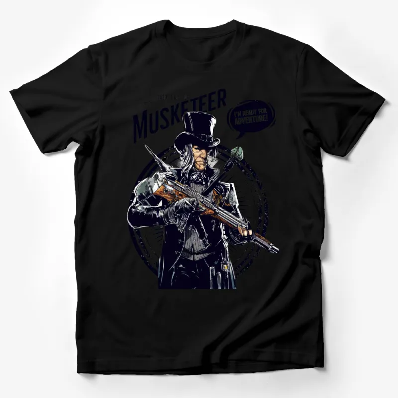 Vintage Musketeer T-Shirt, Aged Warrior Graphic Tee, Adventure Ready, Darkest Dungeon Fan Apparel, Unique Graphic Tee, Gift for Gamers Male T-Shirt