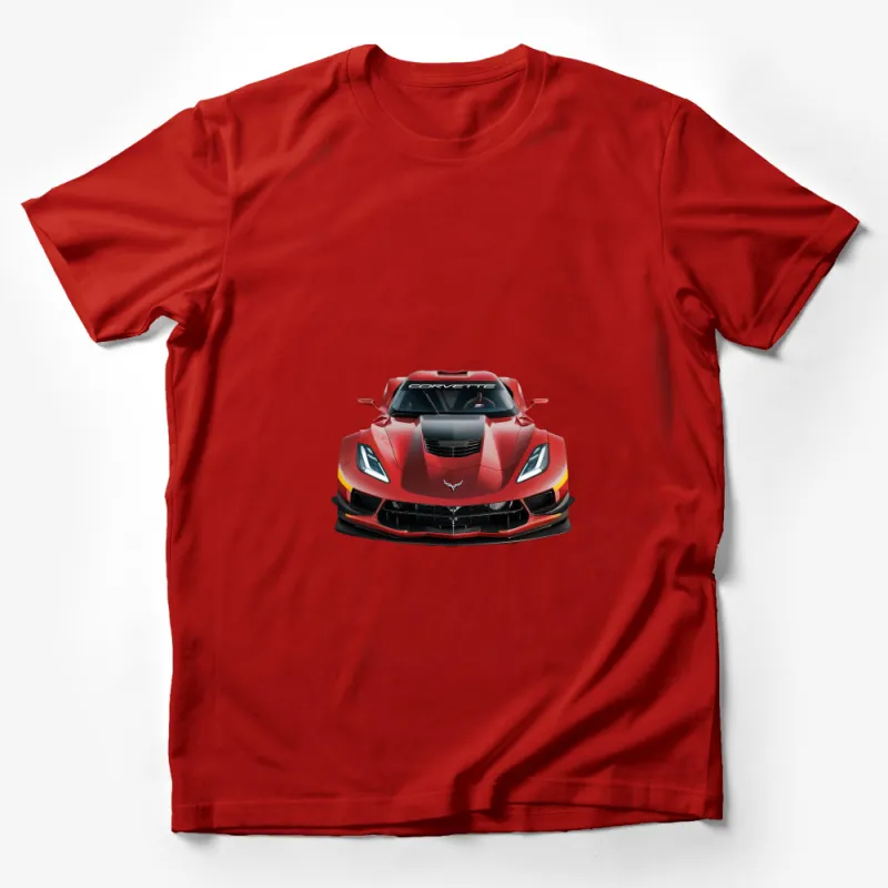 Red Sports Car Corvette Graphic Tee, Unisex Car Enthusiast T-Shirt, Casual Streetwear, Racing Car Lover Gift Shirt Male T-Shirt