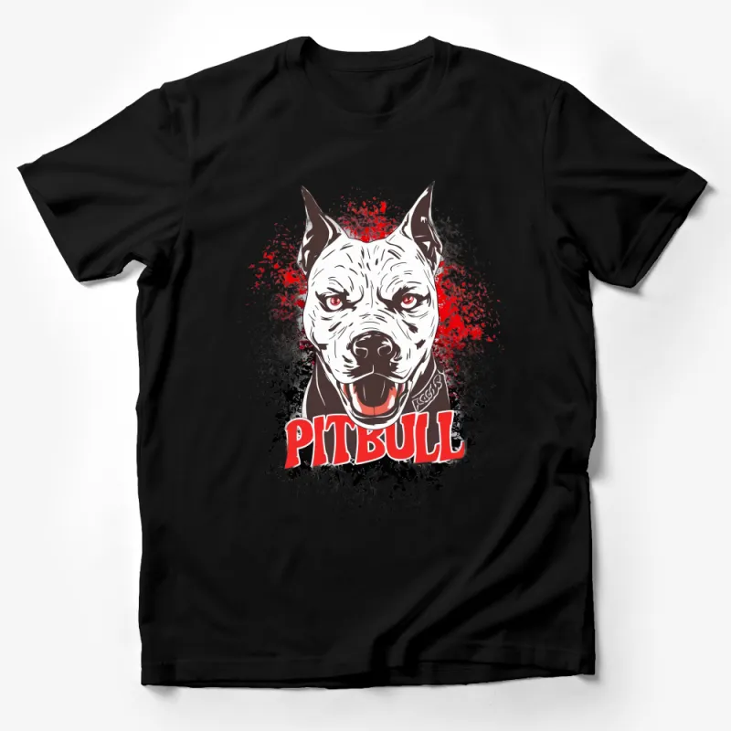 Unisex Pitbull T-Shirt, Graphic Tee with Dog Illustration, Bold Red Design, Pet Lover Casual Wear Male T-Shirt