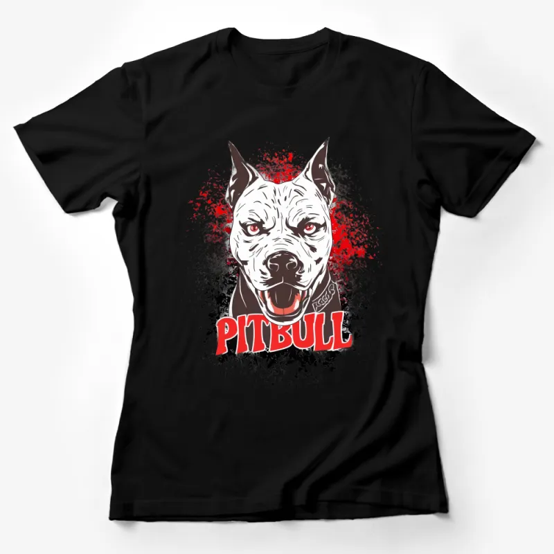 Unisex Pitbull T-Shirt, Graphic Tee with Dog Illustration, Bold Red Design, Pet Lover Casual Wear Female T-Shirt