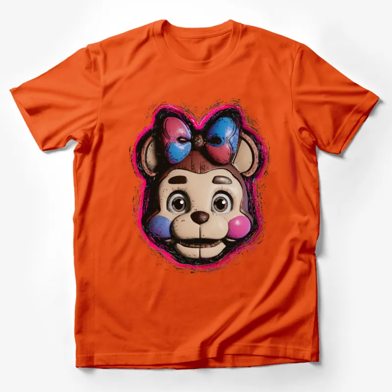 Unique Cartoon Bear Character T-Shirt, Cute Animal Graphic Tee for All Ages, Vibrant Printed Casual Shirt Male T-Shirt