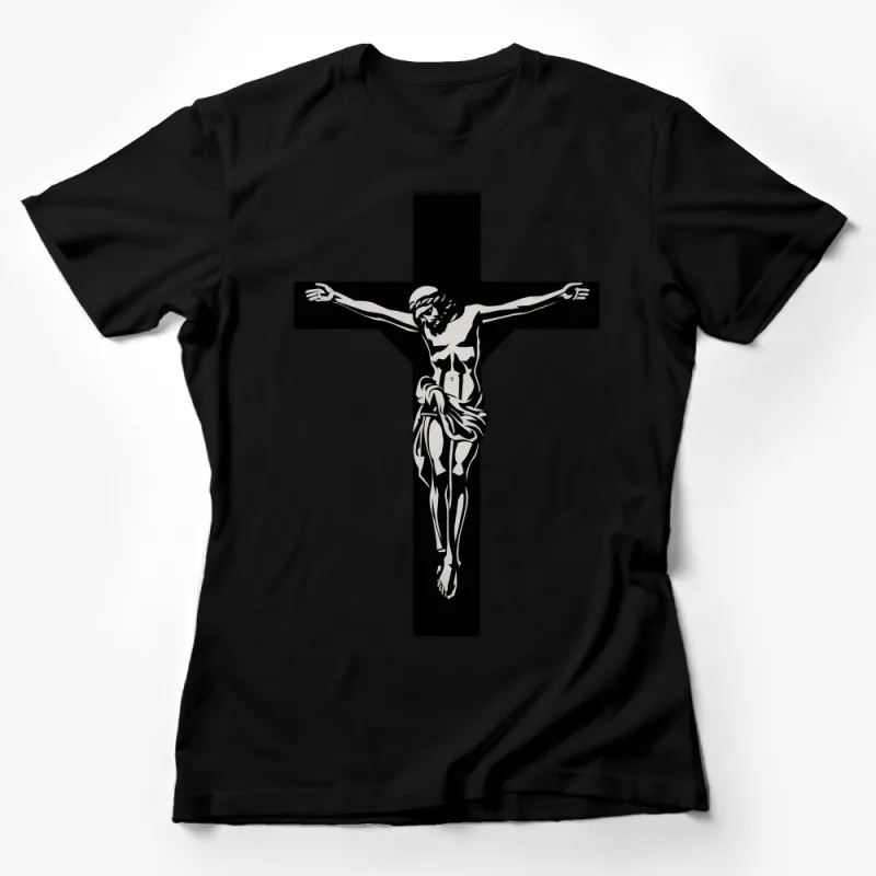 Christian Graphic Tee, Jesus on the Cross, Faith-Inspired Religious T-Shirt, Spiritual Clothing, Unisex Church Wear, Easter Gift Idea Female T-Shirt