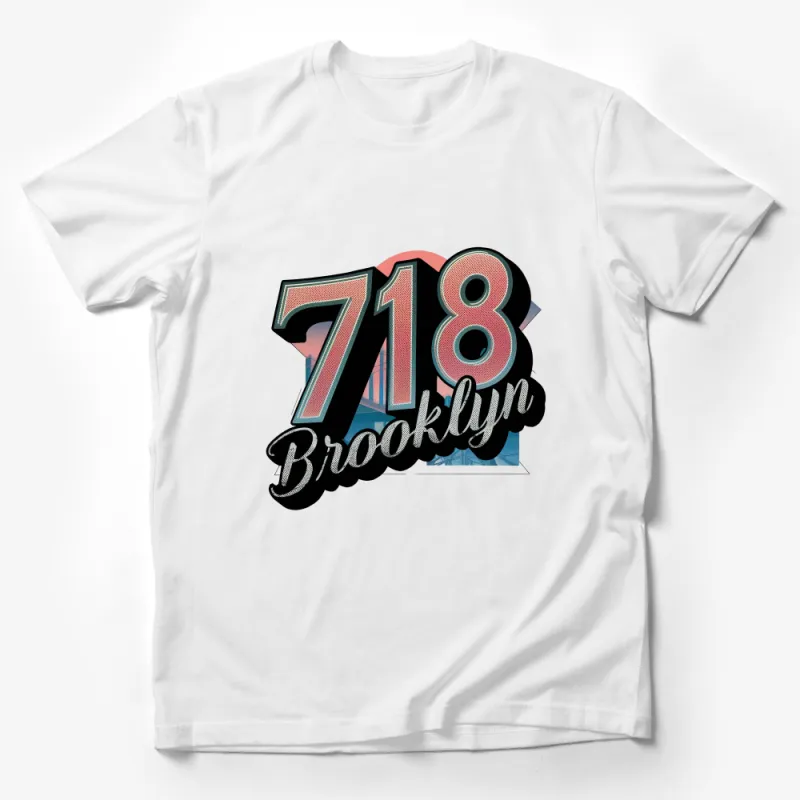 Vintage 718 Brooklyn Area Code Retro Style Graphic T-Shirt Design Male T-Shirt