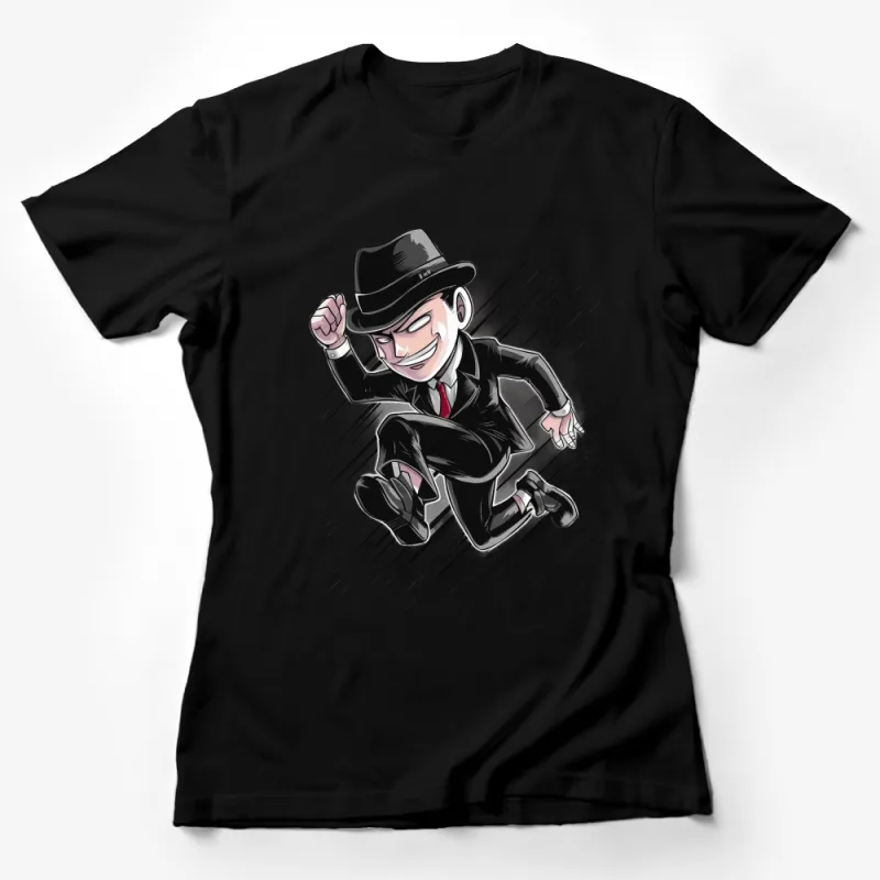 Vintage Style Dancing Gentleman Graphic T-Shirt, Classic Swing Dancer Tee Design Female T-Shirt