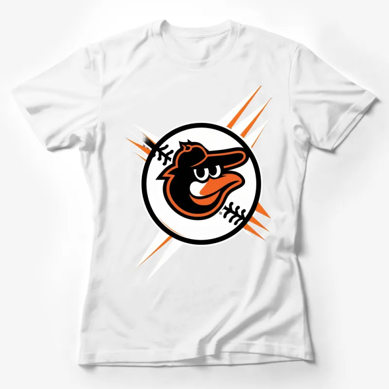 Bold Cartoon Bird Sports Team Emblem Graphic T-Shirt, Fan Apparel Unisex Tee Female T-Shirt