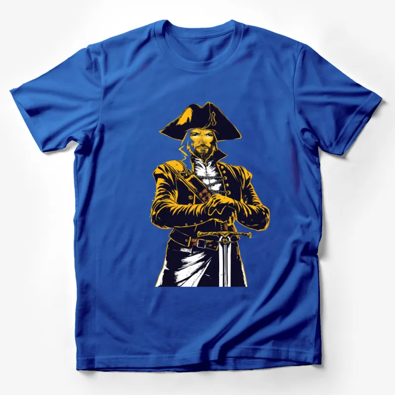 Vintage Pirate Captain T-Shirt, Bold Graphic Tee, Nautical Adventurer Fashion, Unique Illustration, Men's Stylish Casual Wear Male T-Shirt