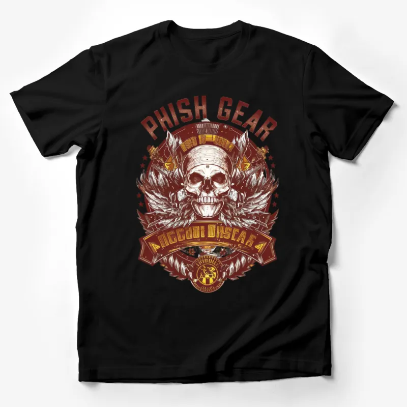 Unique Phish Gear Inspired Skull T-Shirt, Music Band Fans Graphic Tee, Rock Concert Apparel, Gift for Music Lovers Male T-Shirt