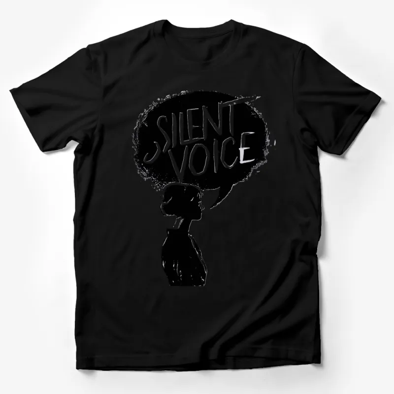 Silent Voice Graphic Tee, Women's Artistic Statement T-Shirt, Bold Black and White Design Male T-Shirt